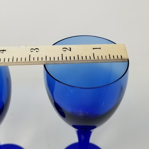 Cobalt Blue Vintage Stemmed Wine Glasses Set of Two Pair Estate - Picture 5 of 9